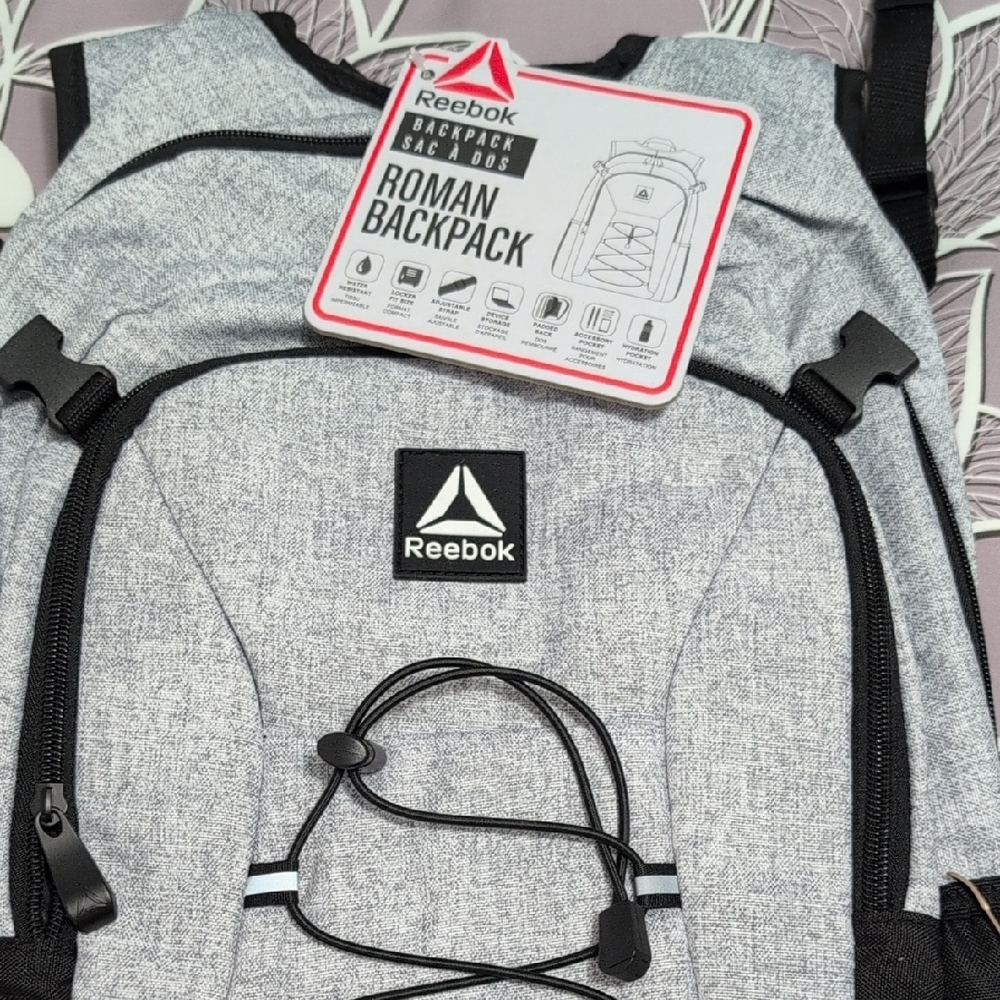Reebok Roman Backpack in Gray and Black